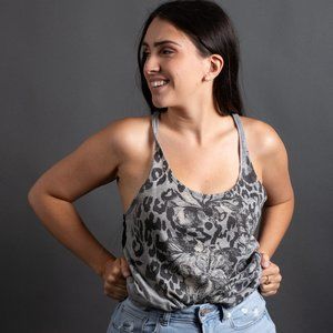 Cheetah Racer Back Tank with Lace